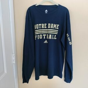 Adidas Nortre Dame Football Fighting Irish Cotton Long Sleeve Tee T Shirt L